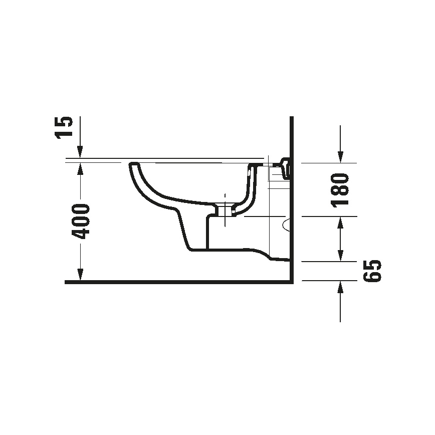 Duravit 22571500002 - D-CODE wall-hung bidet, ceramic, glossy white
