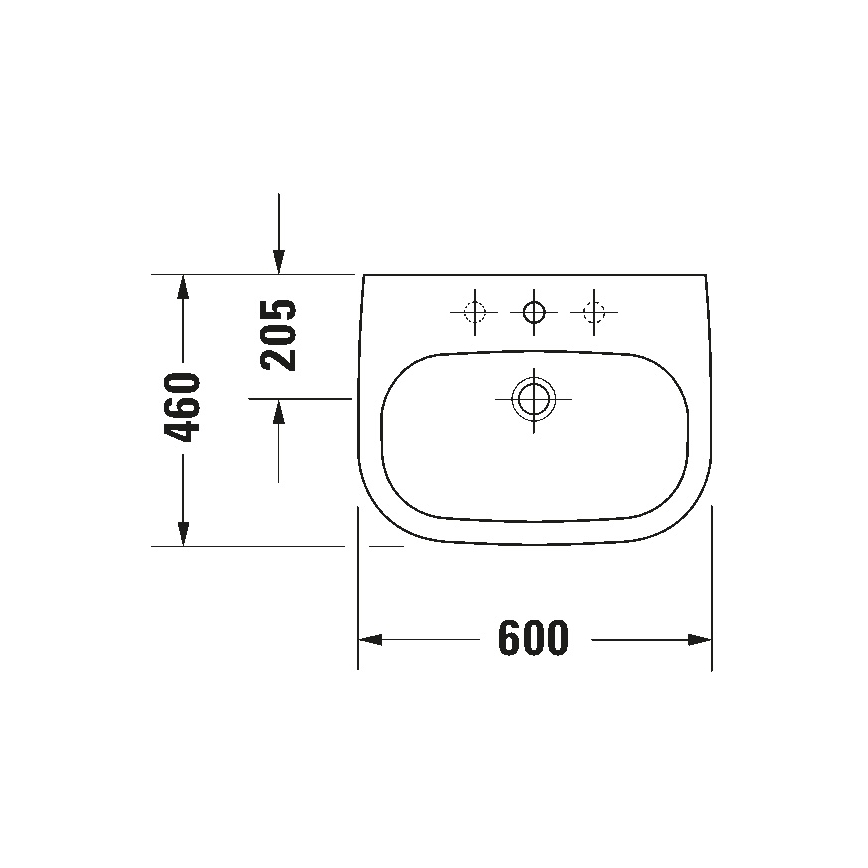 Duravit 23106000002 - Wall-hung basin D-CODE 60x46 cm ceramic/glossy white