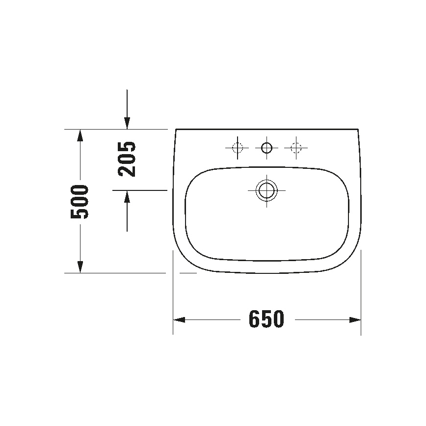 Duravit 23106500002 - Wall-hung washbasin D-CODE 65 x 50 cm ceramic / glossy white