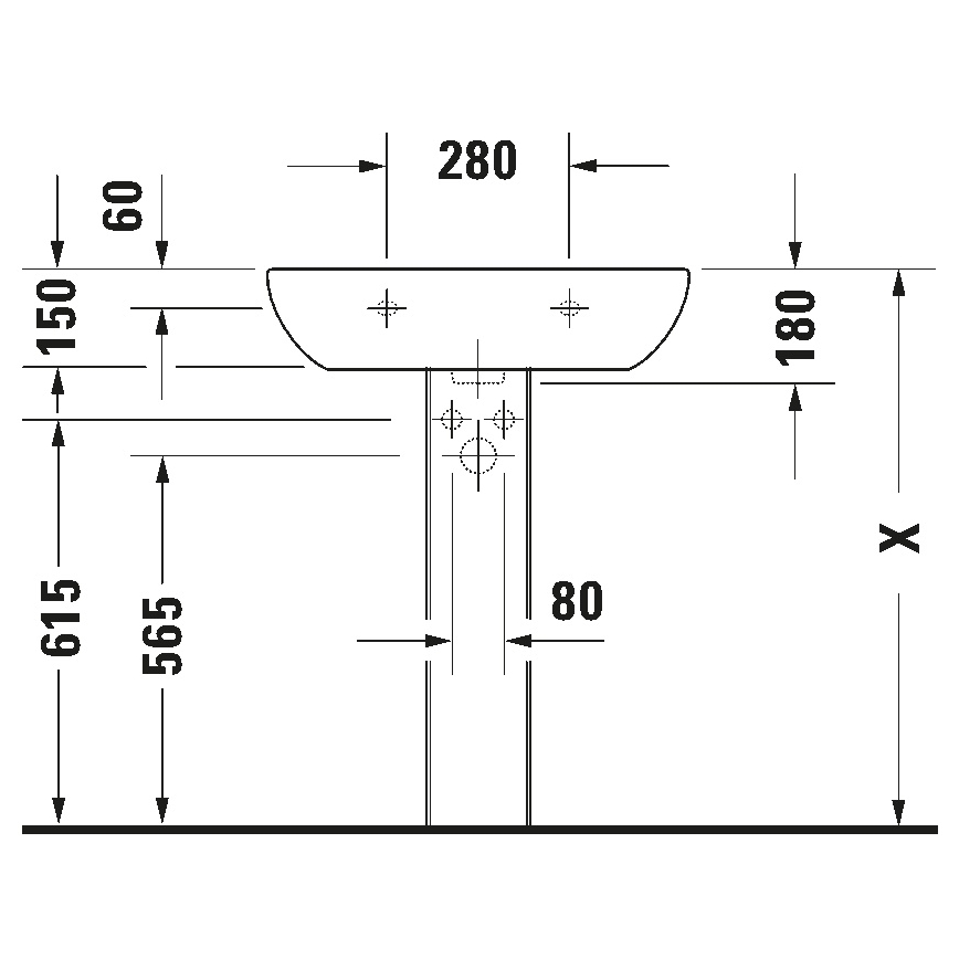 Duravit 23106500002 - Wall-hung washbasin D-CODE 65 x 50 cm ceramic / glossy white