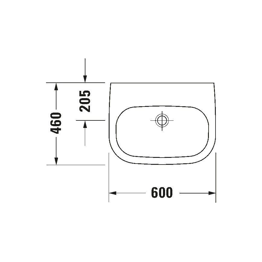 Duravit 23116000702 - D-CODE wall-hung basin 60 x 46 cm, ceramic / glossy white