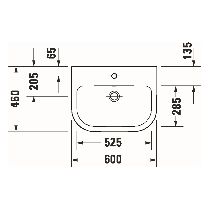Duravit 23986000002 - Wall-hung washbasin D-CODE 60x46 cm ceramic/glossy white