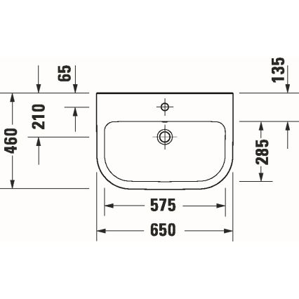 Duravit 23986500002 - D-CODE Wall-hung Washbasin 65 x 46 cm, Ceramic / Gloss White