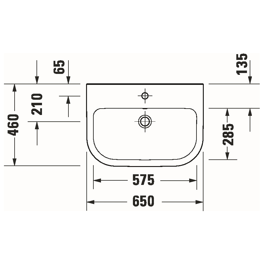 Duravit 23986500002 - D-CODE Wall-hung Washbasin 65 x 46 cm, Ceramic / Gloss White