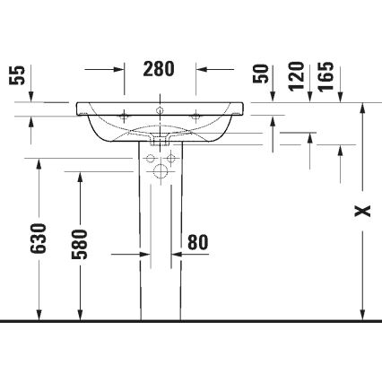 Duravit 23996500002 - Wall-mounted basin D-CODE 65 x 48 cm, ceramic / glossy white