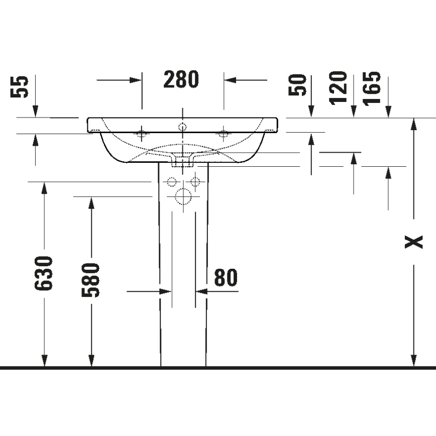 Duravit 23996500002 - Wall-mounted basin D-CODE 65 x 48 cm, ceramic / glossy white