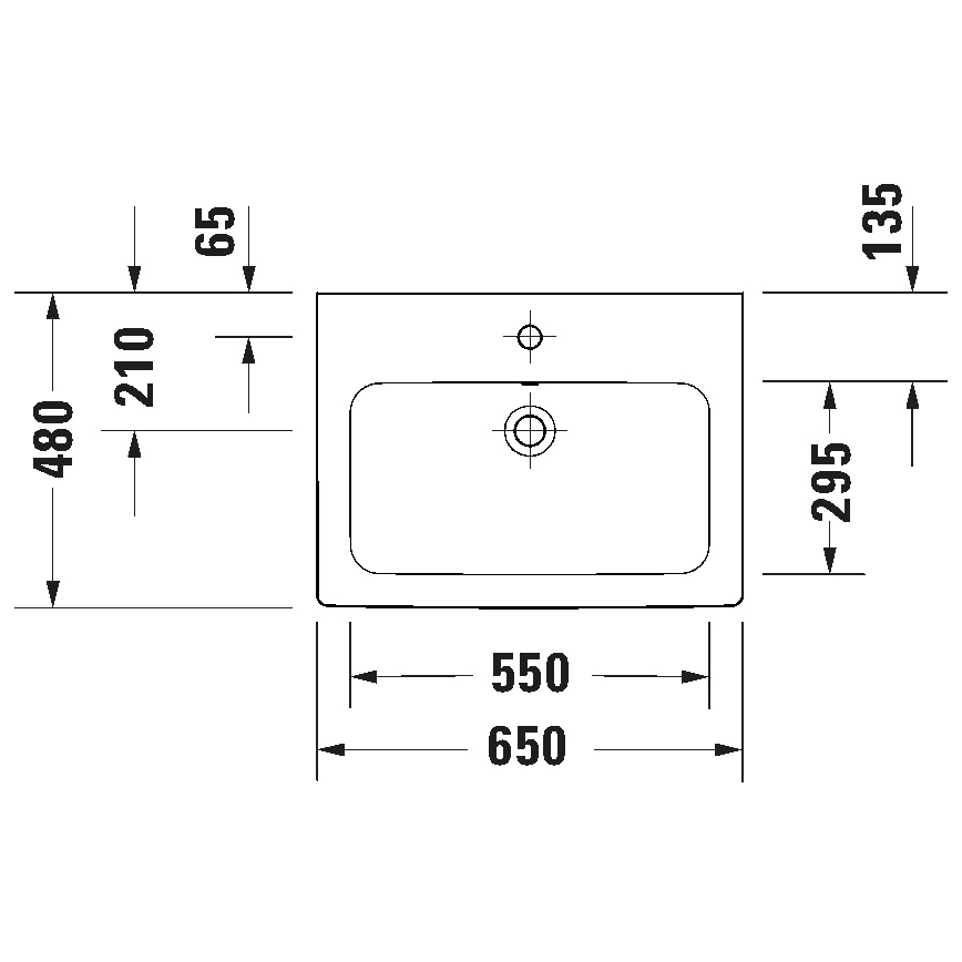 Duravit 23996500002 - Wall-mounted basin D-CODE 65 x 48 cm, ceramic / glossy white