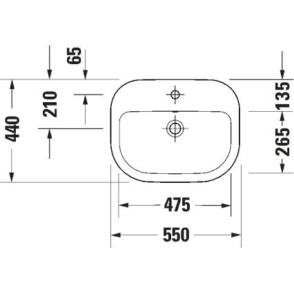 Duravit 24025500002 - D-CODE Wall-Mounted Basin 55x44 cm, Ceramic / Glossy White