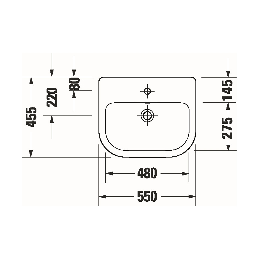 Duravit 24035500002 - D-CODE Recessed washbasin 55x45.5 cm ceramic/glossy white