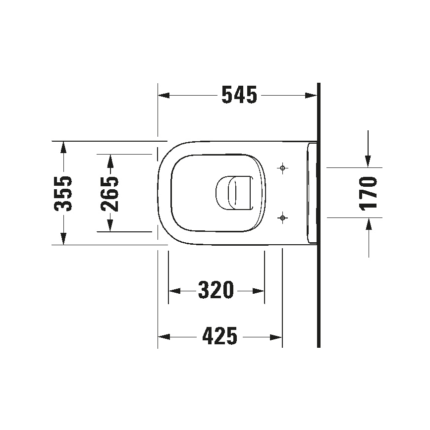 Duravit 25700920002 – D-CODE Wall-hung Rimless Toilet, Ceramic / Glossy White