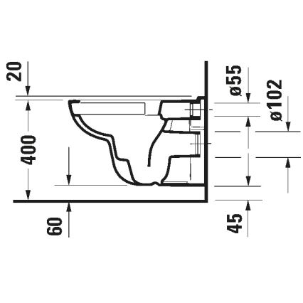 Duravit 25700920002 – D-CODE Wall-hung Rimless Toilet, Ceramic / Glossy White