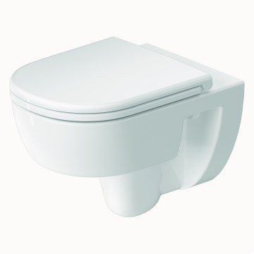 Duravit 45130900B2 - Wall-hung rimless toilet with SoftClose seat D-CODE ceramic/glossy white