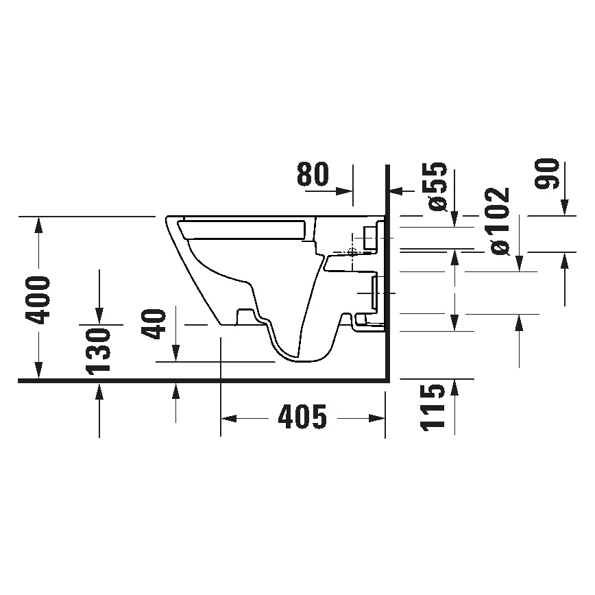 Duravit 49030900B2 - D-CODE wall-hung toilet with seat, ceramic/glossy white