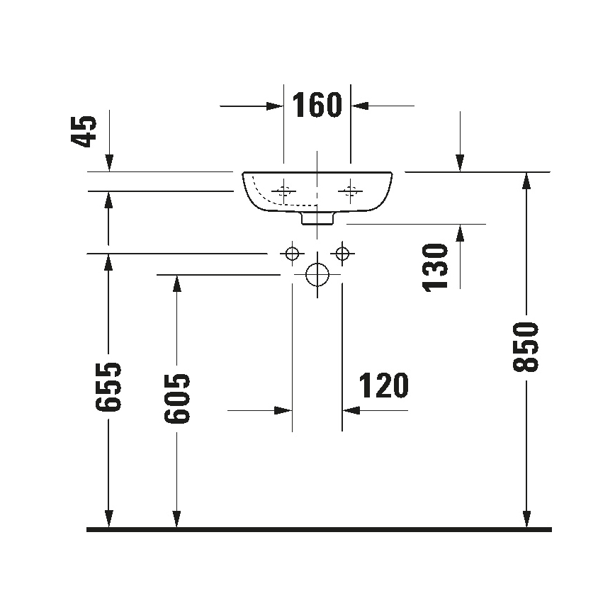 Duravit 7053600082 - Wall-hung basin D-CODE 36x27 cm ceramic/glossy white