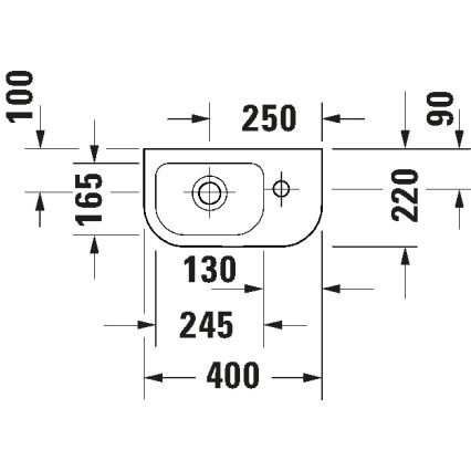 Duravit 7494000412 - D-CODE Wall-hung Basin 40 x 22 cm, Ceramic / Gloss White