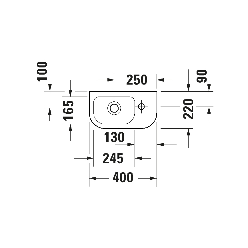Duravit 7494000412 - D-CODE Wall-hung Basin 40 x 22 cm, Ceramic / Gloss White