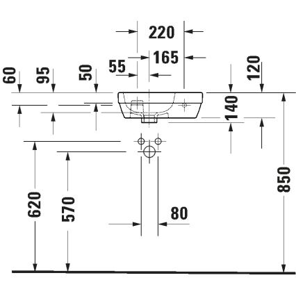 Duravit 7494000412 - D-CODE Wall-hung Basin 40 x 22 cm, Ceramic / Gloss White