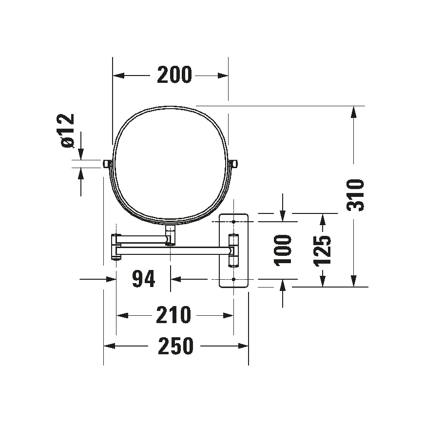 Duravit 99121000 - D-CODE wall-mounted cosmetic mirror, polished chrome
