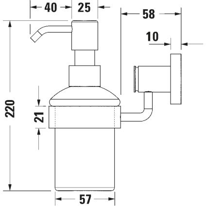 Duravit 99161000 - D-CODE wall-mounted soap dispenser, 390 ml, frosted glass/polished chrome