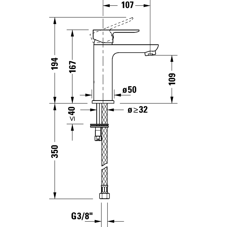 Duravit DC1023002046 - D-CODE Basin Mixer, Matte Black