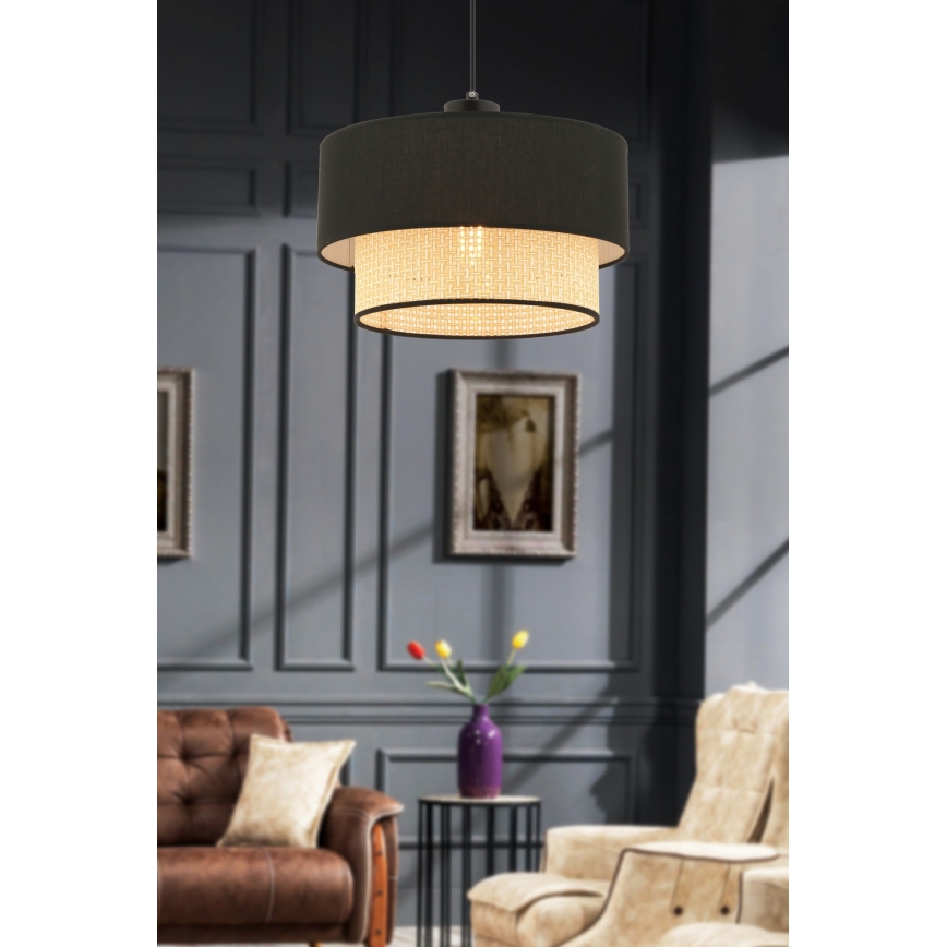 ECHO Hanging Light 1xE27/60W/230V Black/Beige