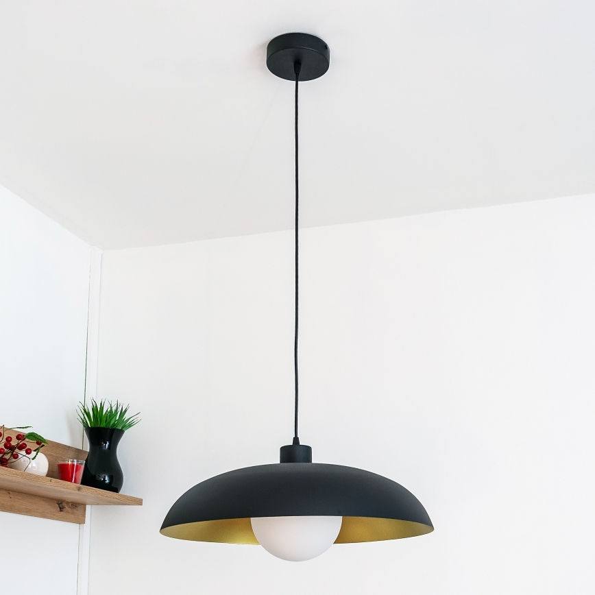 ECLIPSE cable-hung pendant light 1xE27/15W/230V black/gold