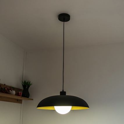 ECLIPSE cable-hung pendant light 1xE27/15W/230V black/gold
