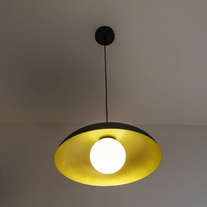 ECLIPSE cable-hung pendant light 1xE27/15W/230V black/gold
