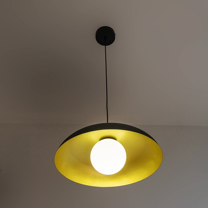 ECLIPSE cable-hung pendant light 1xE27/15W/230V black/gold