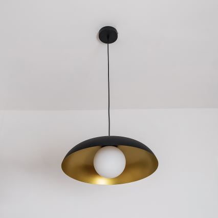 ECLIPSE cable-hung pendant light 1xE27/15W/230V black/gold