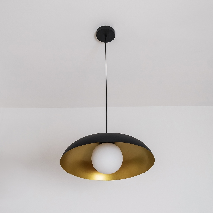 ECLIPSE cable-hung pendant light 1xE27/15W/230V black/gold