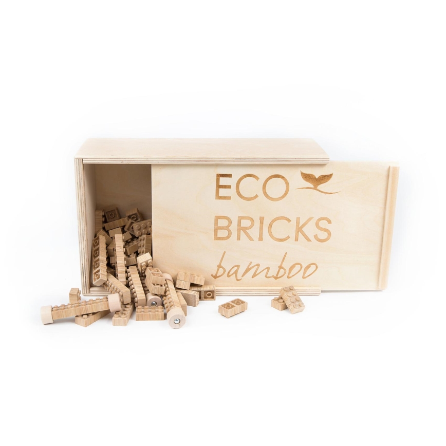 ECO BRICKS Wooden Construction Set, 145 pieces
