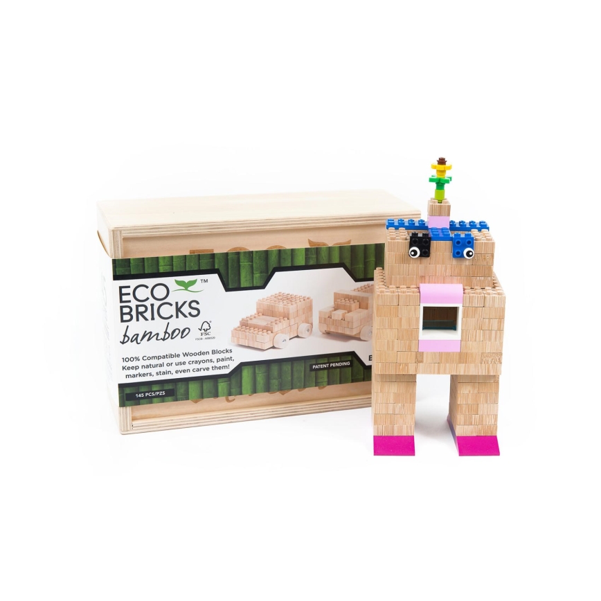 ECO BRICKS Wooden Construction Set, 145 pieces
