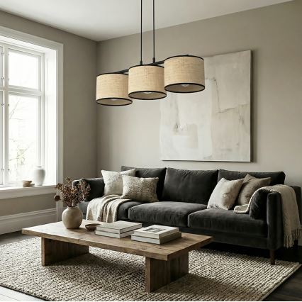 ECO Cable Pendant Light 3xE27/15W/230V Beige/Rattan