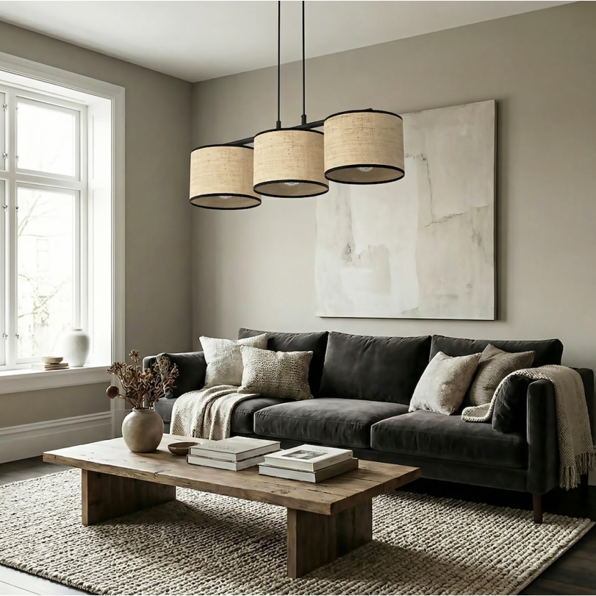ECO Cable Pendant Light 3xE27/15W/230V Beige/Rattan