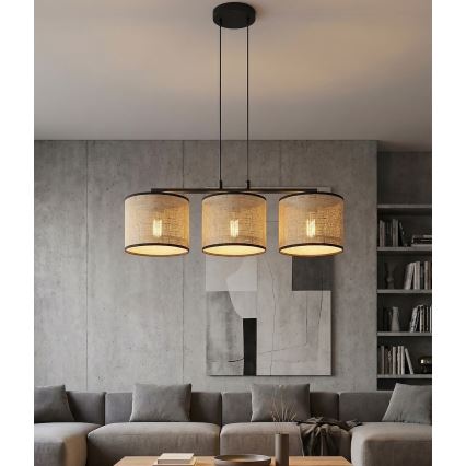 ECO Cable Pendant Light 3xE27/15W/230V Beige/Rattan