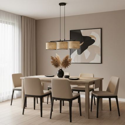 ECO Cable Pendant Light 3xE27/15W/230V Beige/Rattan