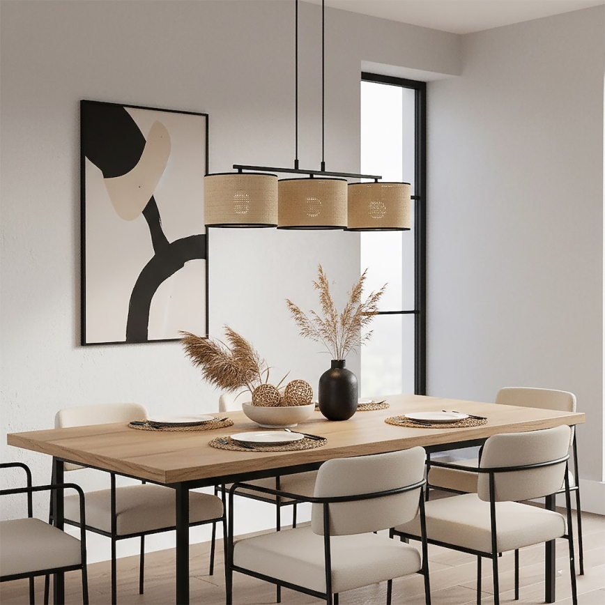 ECO Cable Pendant Light 3xE27/15W/230V Beige/Rattan