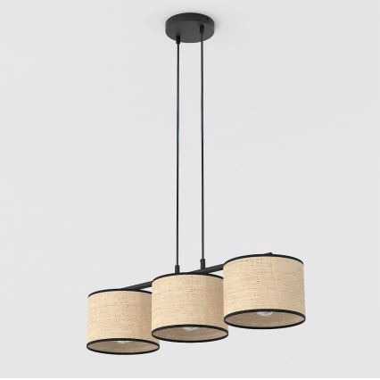 ECO Cable Pendant Light 3xE27/15W/230V Beige/Rattan