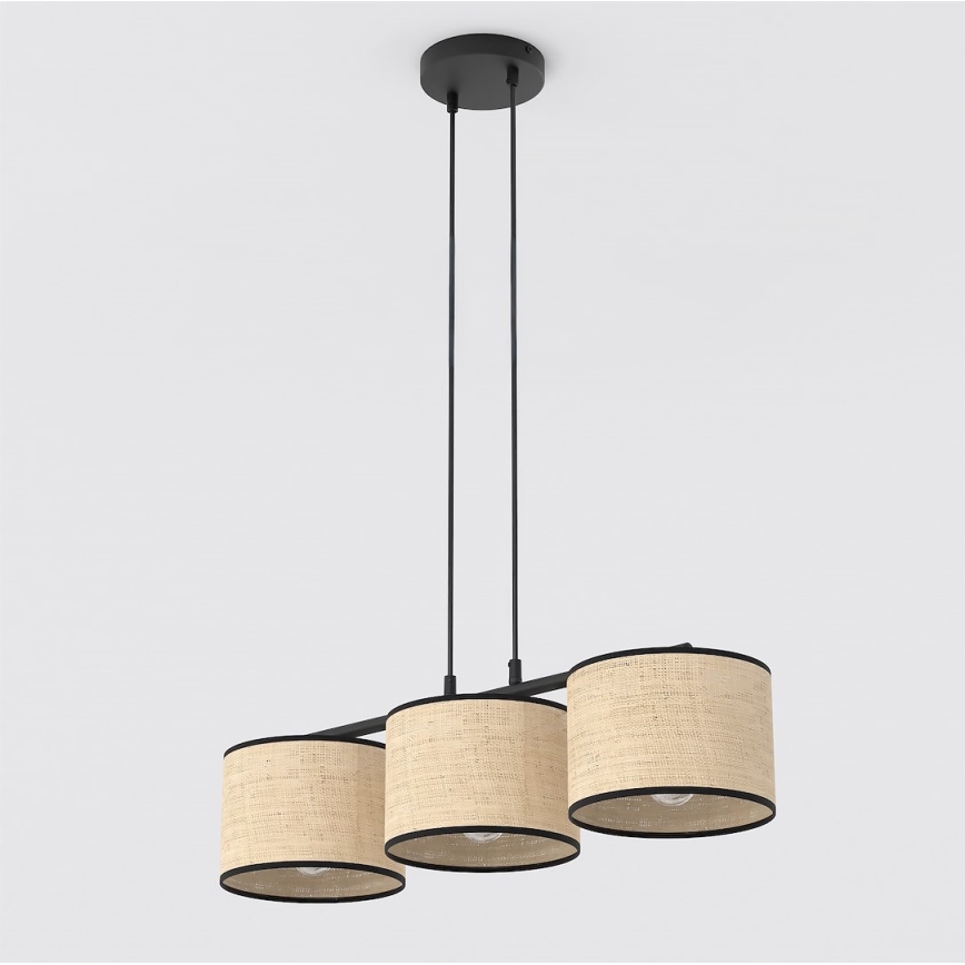 ECO Cable Pendant Light 3xE27/15W/230V Beige/Rattan
