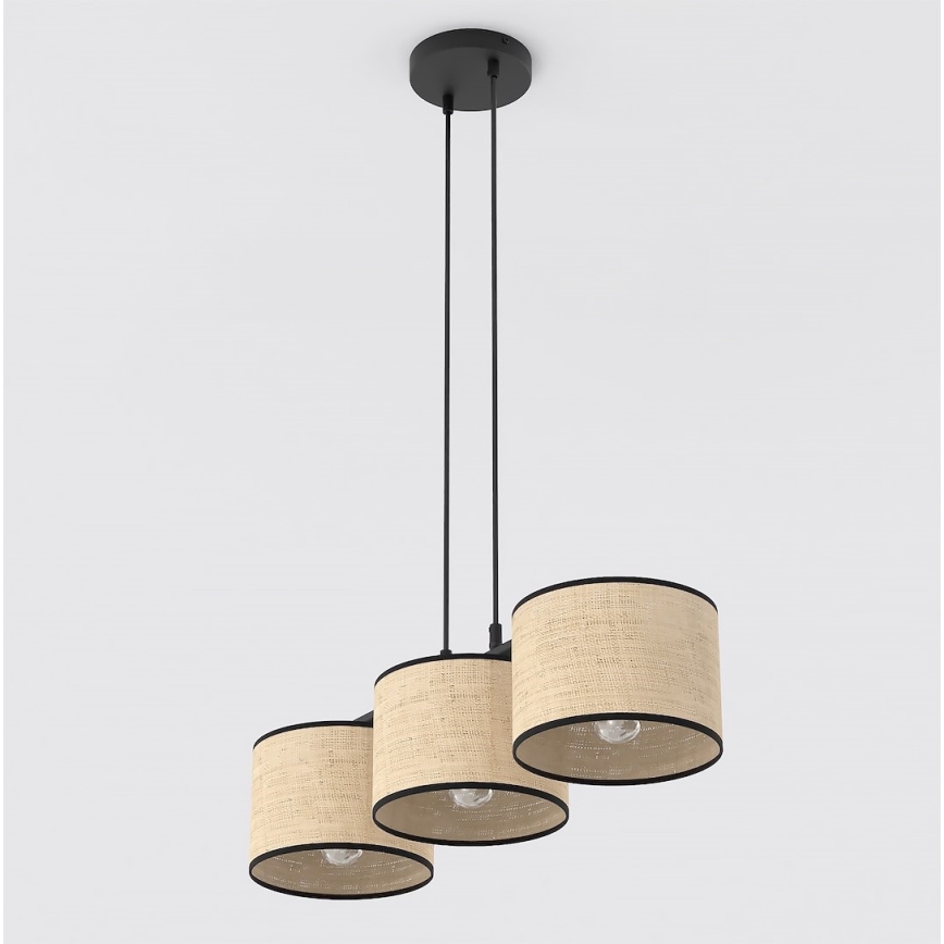 ECO Cable Pendant Light 3xE27/15W/230V Beige/Rattan