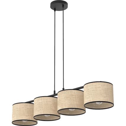 ECO Cable-Suspended Pendant Light 4xE27/15W/230V, Beige/Rattan