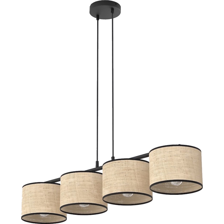 ECO Cable-Suspended Pendant Light 4xE27/15W/230V, Beige/Rattan