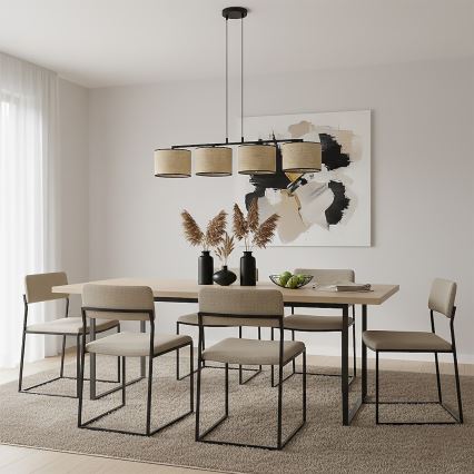 ECO Cable-Suspended Pendant Light 4xE27/15W/230V, Beige/Rattan