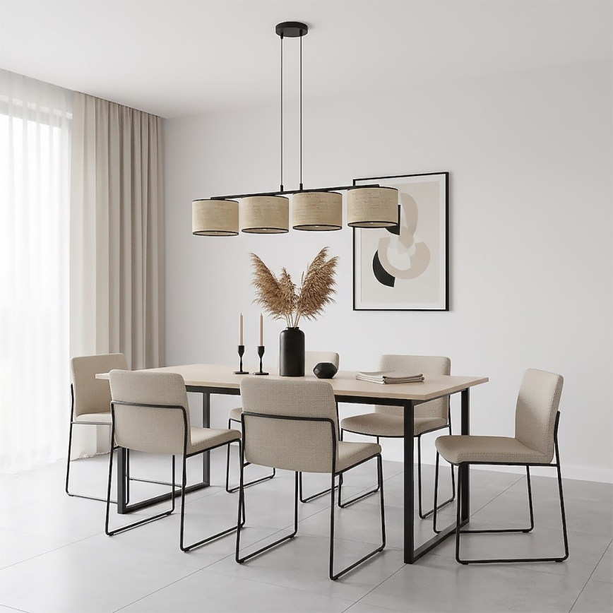 ECO Cable-Suspended Pendant Light 4xE27/15W/230V, Beige/Rattan