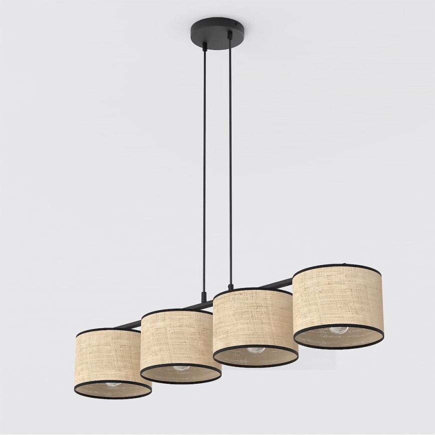 ECO Cable-Suspended Pendant Light 4xE27/15W/230V, Beige/Rattan