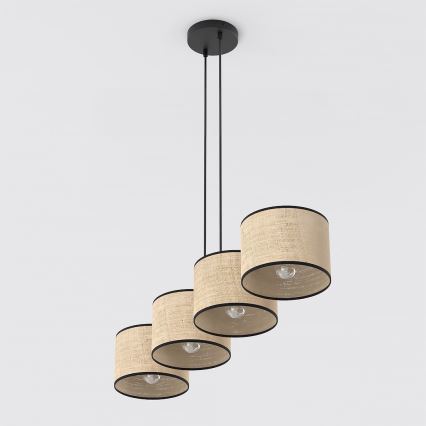 ECO Cable-Suspended Pendant Light 4xE27/15W/230V, Beige/Rattan