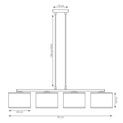 ECO Cable-Suspended Pendant Light 4xE27/15W/230V, Beige/Rattan