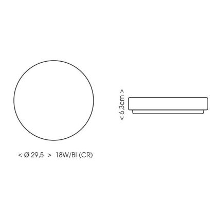 LED Bathroom ceiling light LIRA LED/18W/230V 4000K d. 29,5 cm IP44 black