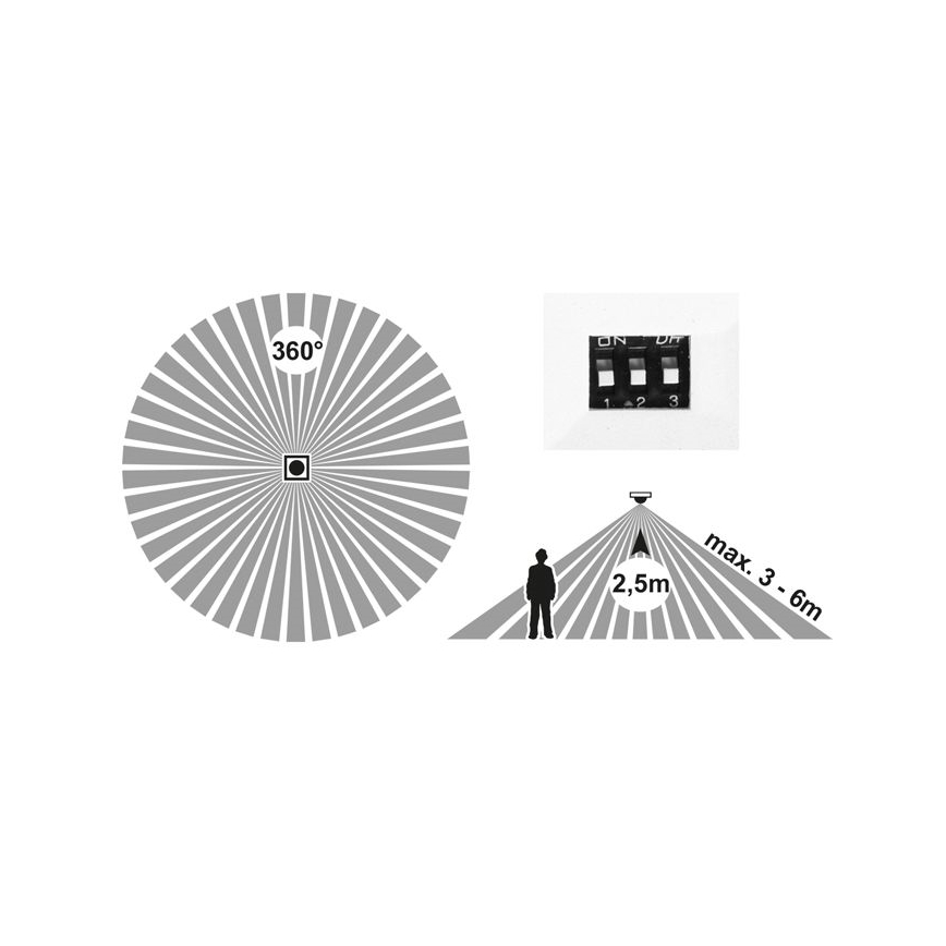 LED Dimmable recessed light with sensor LEXA LED/6/12/18W/230V 3000/4000/6000K d. 22,5 cm black